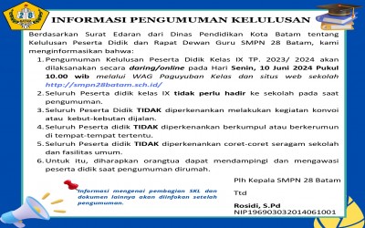 INFORMASI PENGUMUMAN KELULUSAN